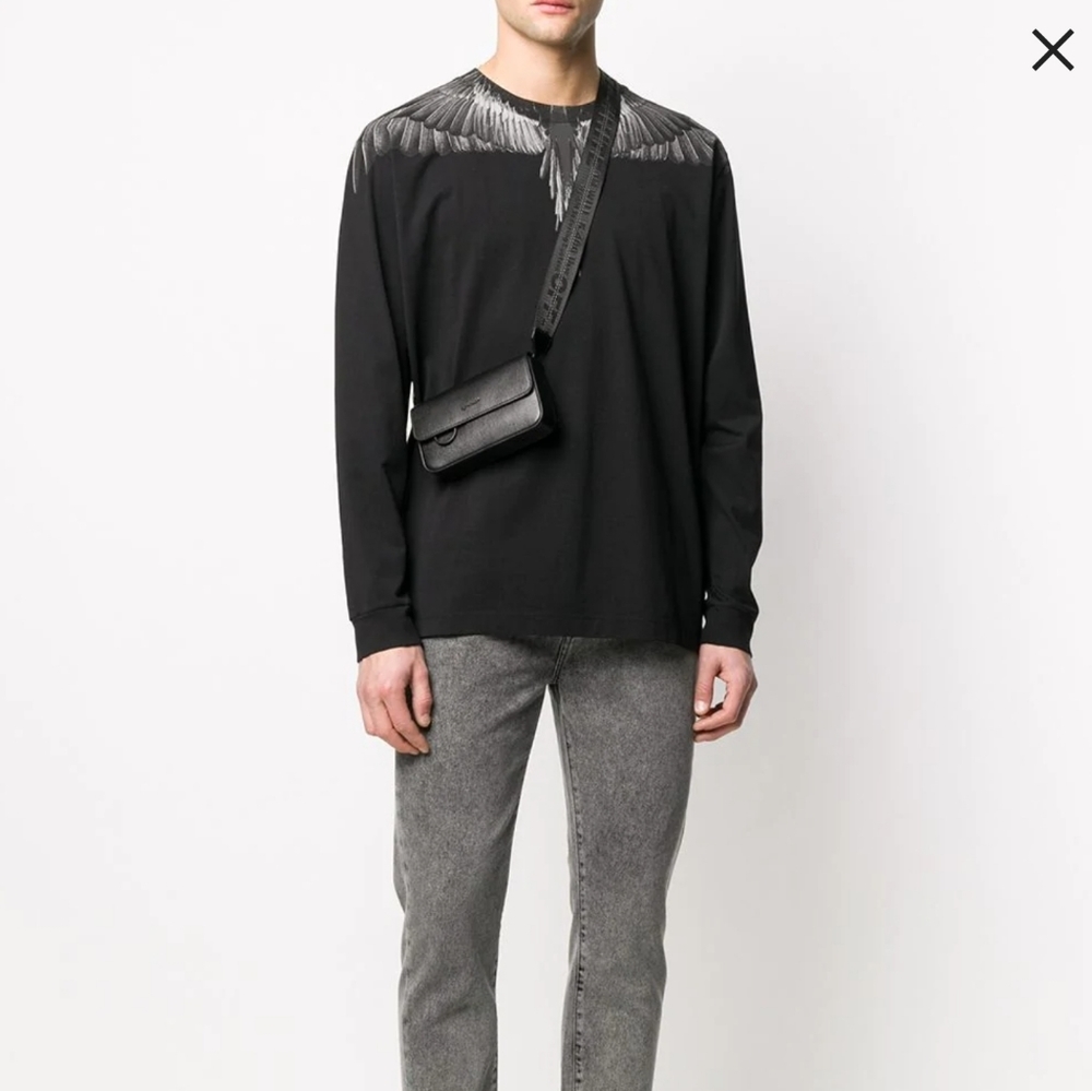 Marcelo Burlon COUNTY OF MILAN Black Wings Printed Cotton Long Sleeve T-…